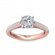 FlyerFit® 18K Pink Gold Shank And White Gold Top Micropave Engagement Ring