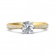 FlyerFit® 18K Yellow Gold Shank And White Gold Top Micropave Engagement Ring