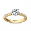 FlyerFit® 18K Yellow Gold Shank And White Gold Top Micropave Engagement Ring