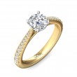 FlyerFit® 18K Yellow Gold Shank And White Gold Top Micropave Engagement Ring