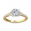 FlyerFit® 18K Yellow Gold Shank And White Gold Top Micropave Engagement Ring