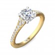 FlyerFit® 18K Yellow Gold Shank And White Gold Top Micropave Engagement Ring