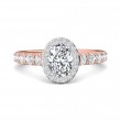 FlyerFit® 18K Pink Gold Shank And White Gold Top Micropave Halo Engagement Ring