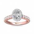 FlyerFit® 18K Pink Gold Shank And White Gold Top Micropave Halo Engagement Ring