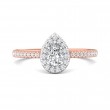 FlyerFit® 18K Pink Gold Shank And White Gold Top Micropave Halo Engagement Ring