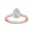 FlyerFit® 18K Pink Gold Shank And White Gold Top Micropave Halo Engagement Ring