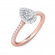 FlyerFit® 18K Pink Gold Shank And White Gold Top Micropave Halo Engagement Ring